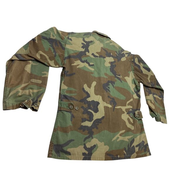 Vintage US ARMY Combat BDU Woodland Camo Field Jacket Shirt Ironside Patches - Picture 6 of 16